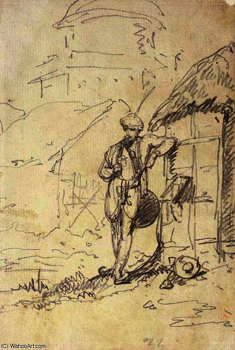 A Composite Study Of A Ruined Tower And Domed Building — George Chinnery