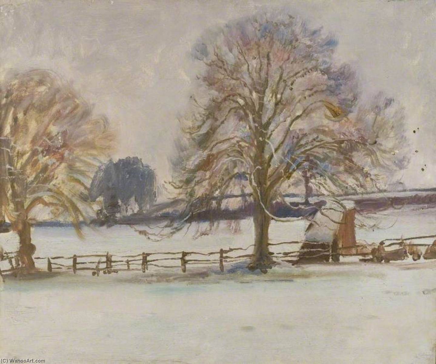 A Winter Landscape With Trees — Sir Alfred James Munnings