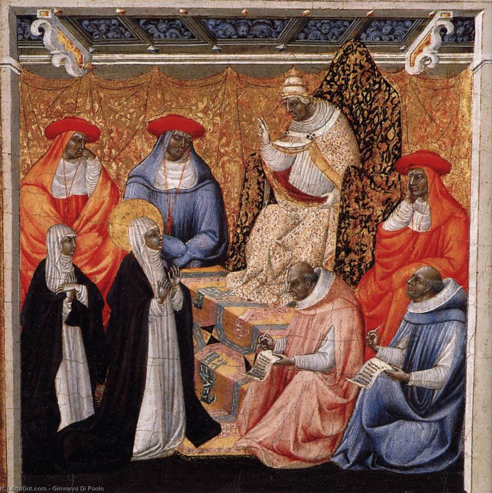 St Catherine Before The Pope At Avignon — Giovanni Di Paolo