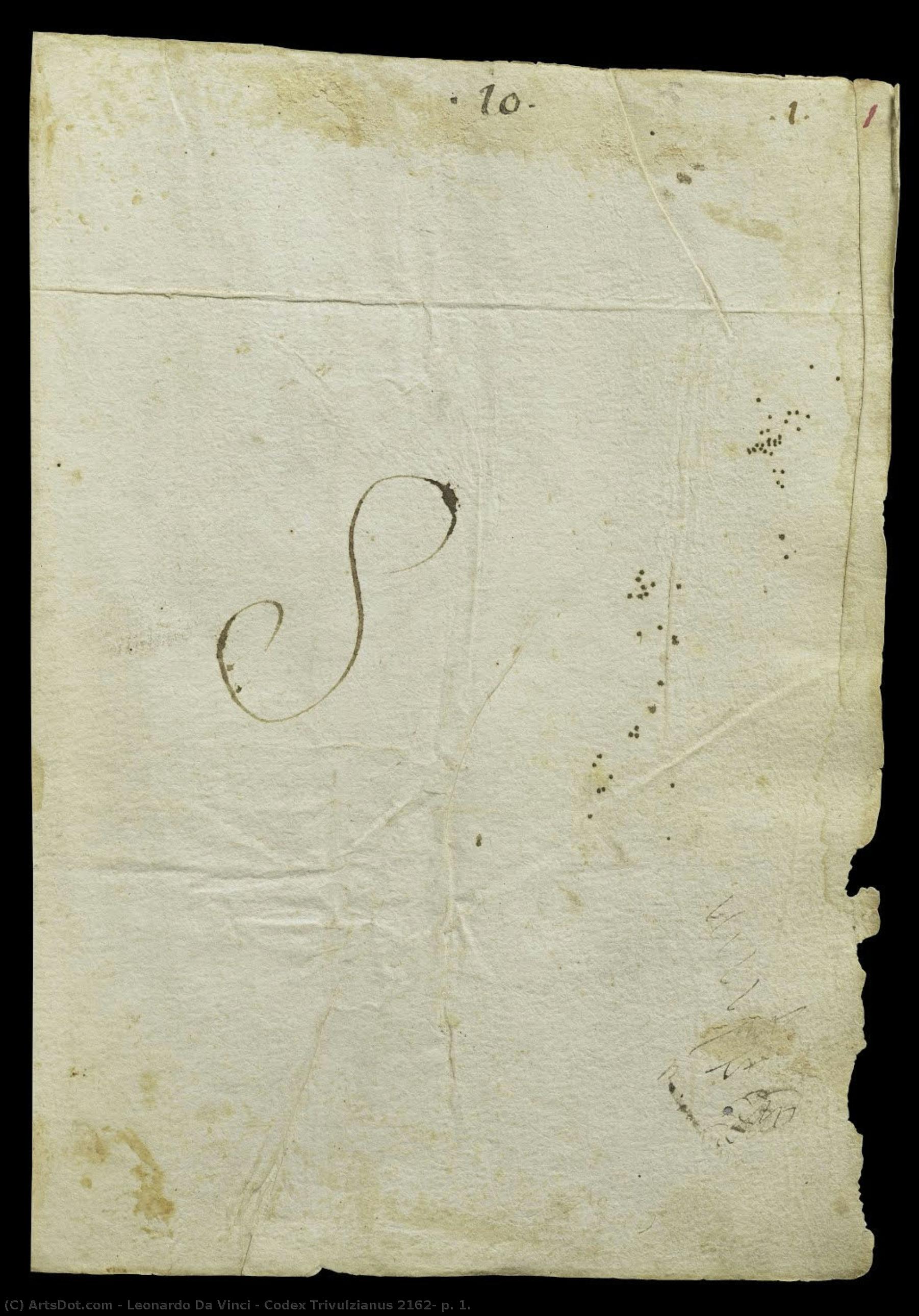 Codex Trivulzianus 2162, P. 1. — Leonardo Da Vinci