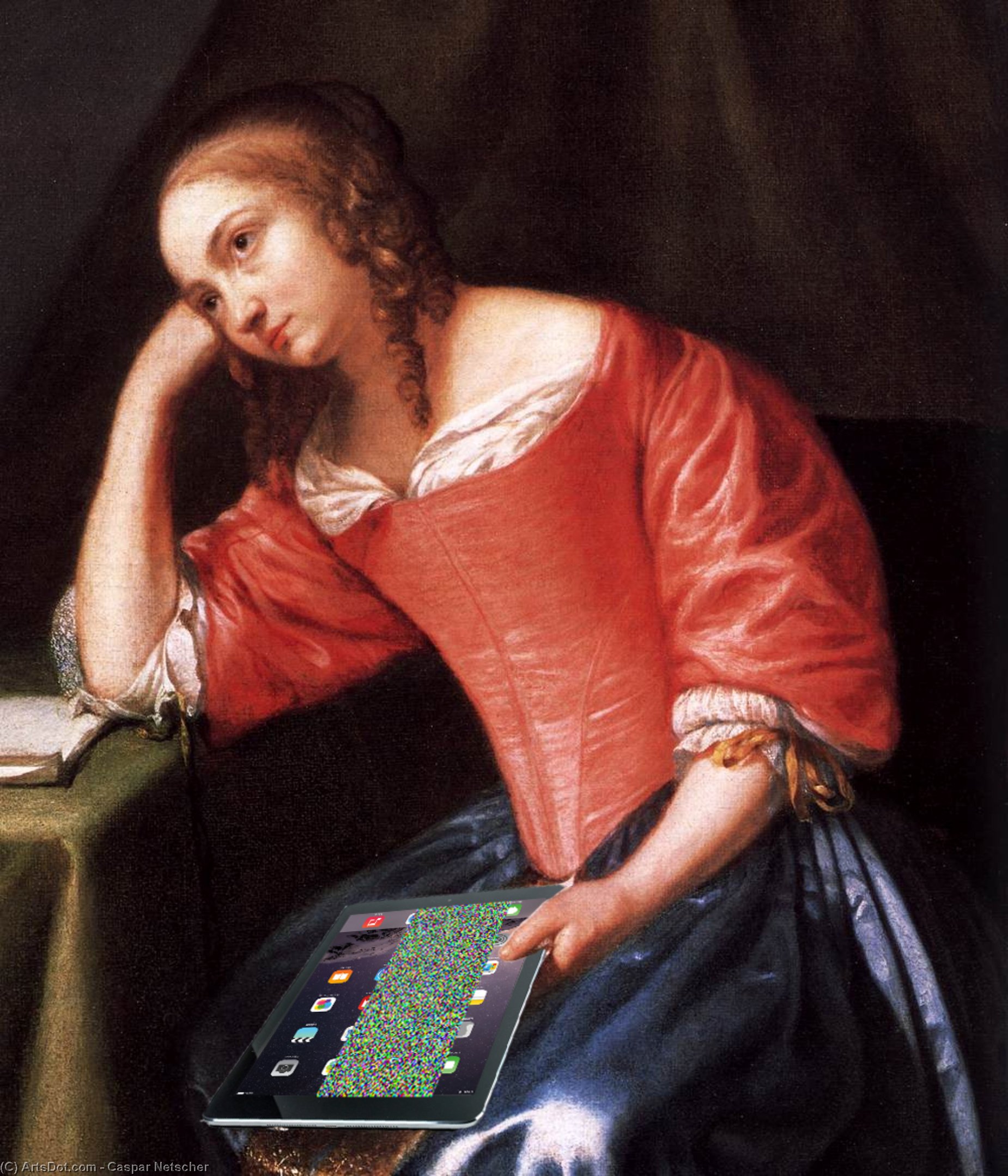 Young Girl Holding A Letter (detail) — Netscher, Caspar