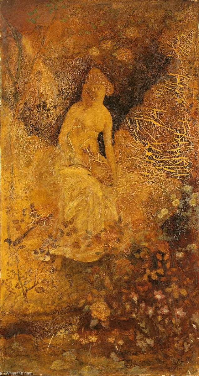 Panel For A Screen Woman With A Deer — Albert Pinkham Ryder