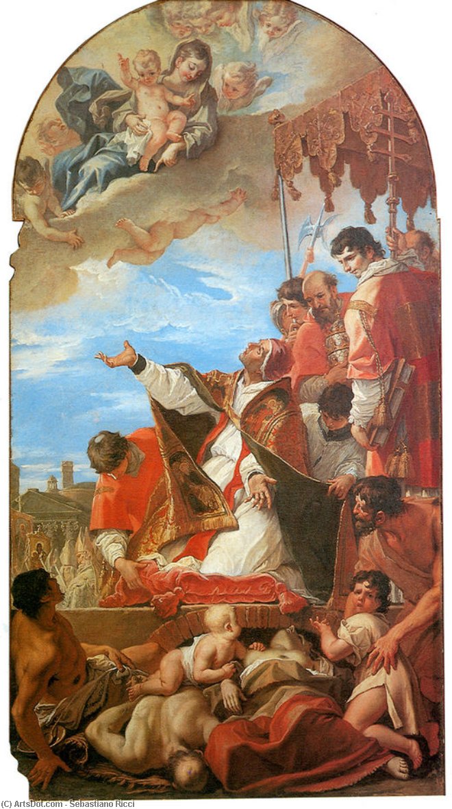 Pope Gregory The Great Before Virgin — Sebastiano Ricci