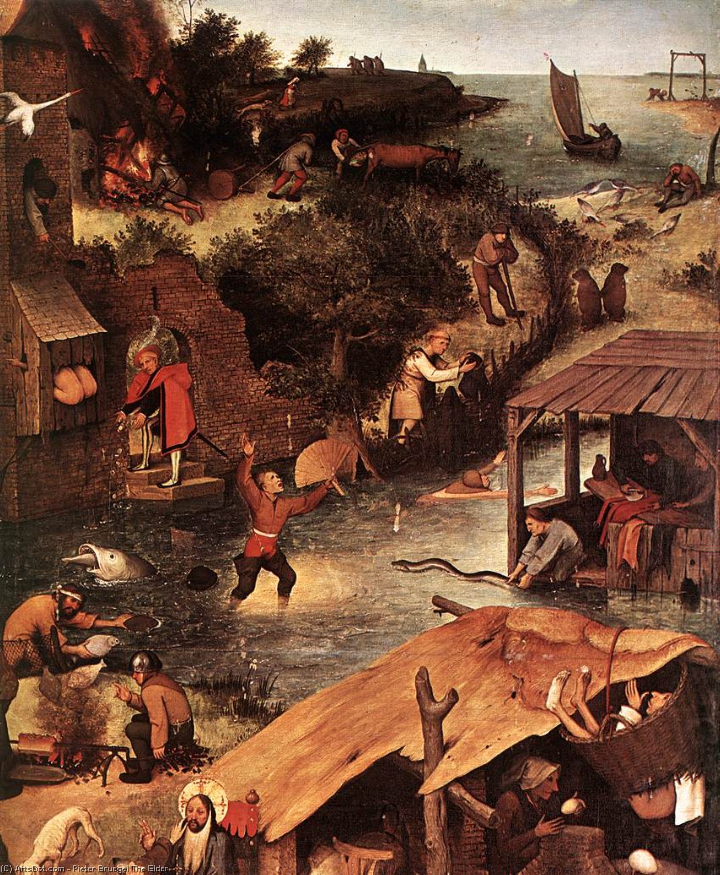 Netherlandish Proverbs (detail) — Pieter Bruegel The Elder