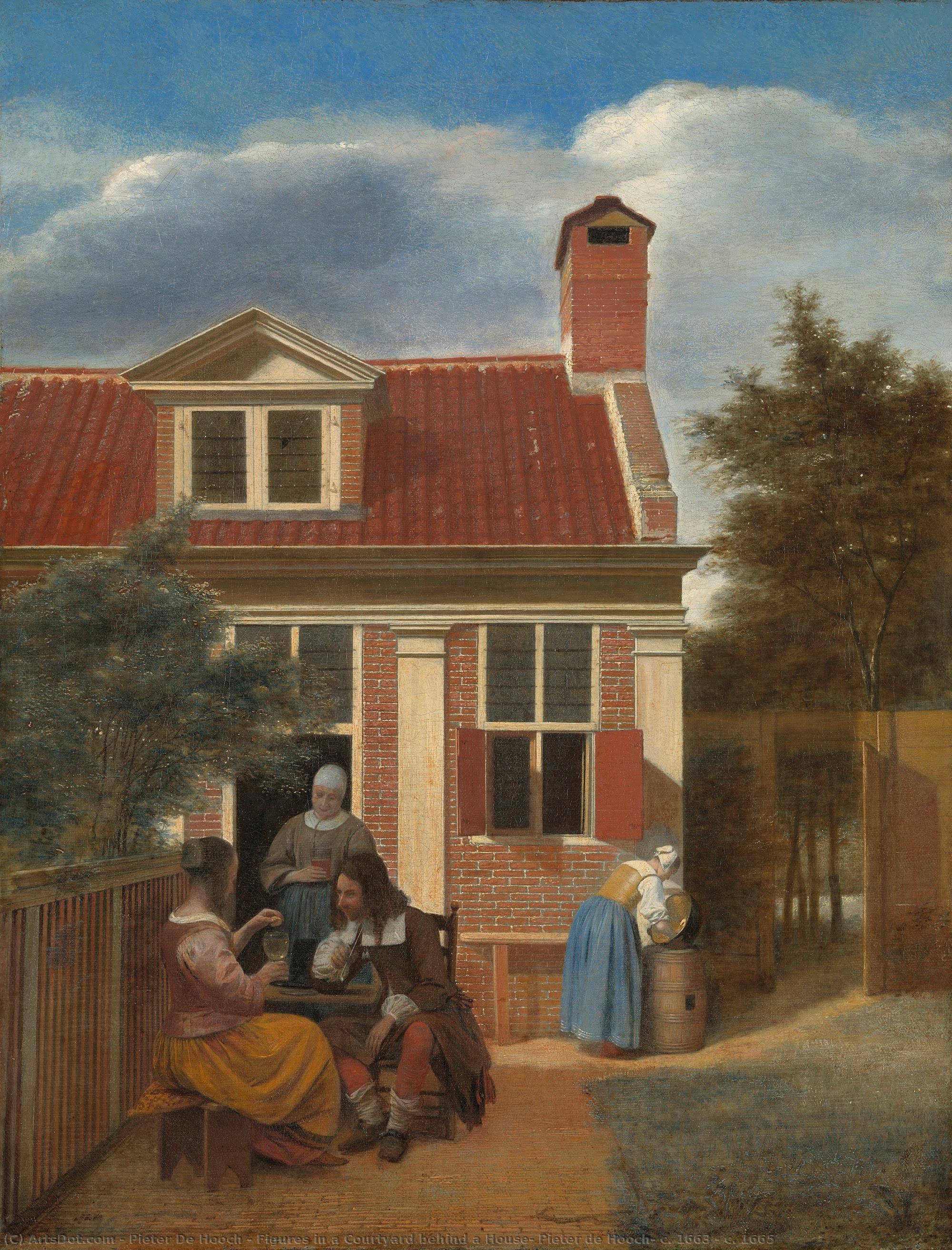 Figures In A Courtyard Behind A House, Pieter De Hooch, C. 1663 - C. 1665 — Pieter De Hooch