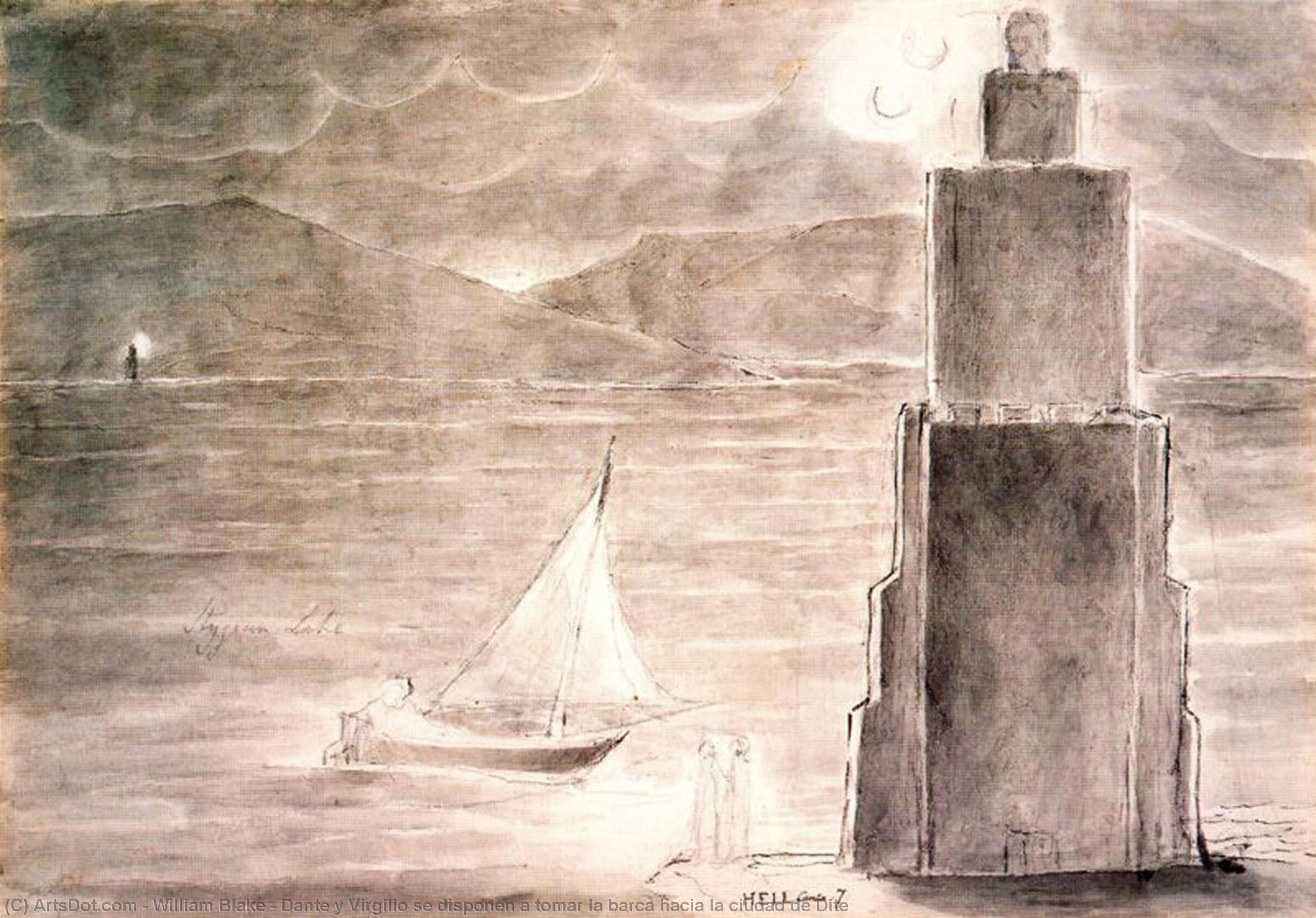 Dante Y Virgilio Se Disponen A Tomar La Barca Hacia La Ciudad De Dite — William Blake