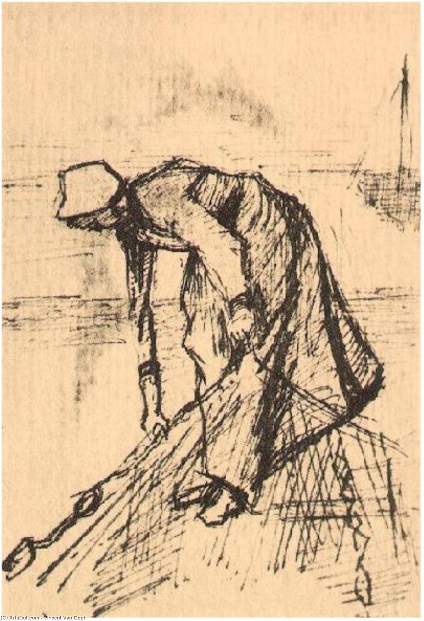 Stooping Woman With Net — Vincent Willem Van Gogh