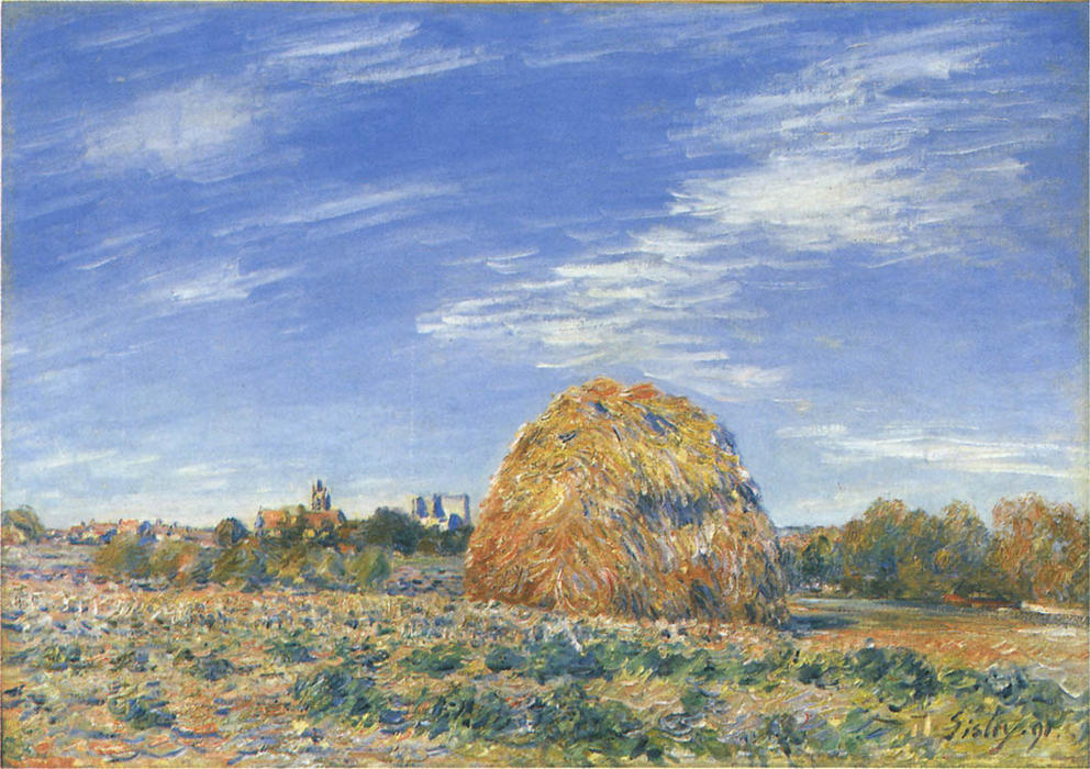 Haystacks In Moret In October — Alfred Sisley