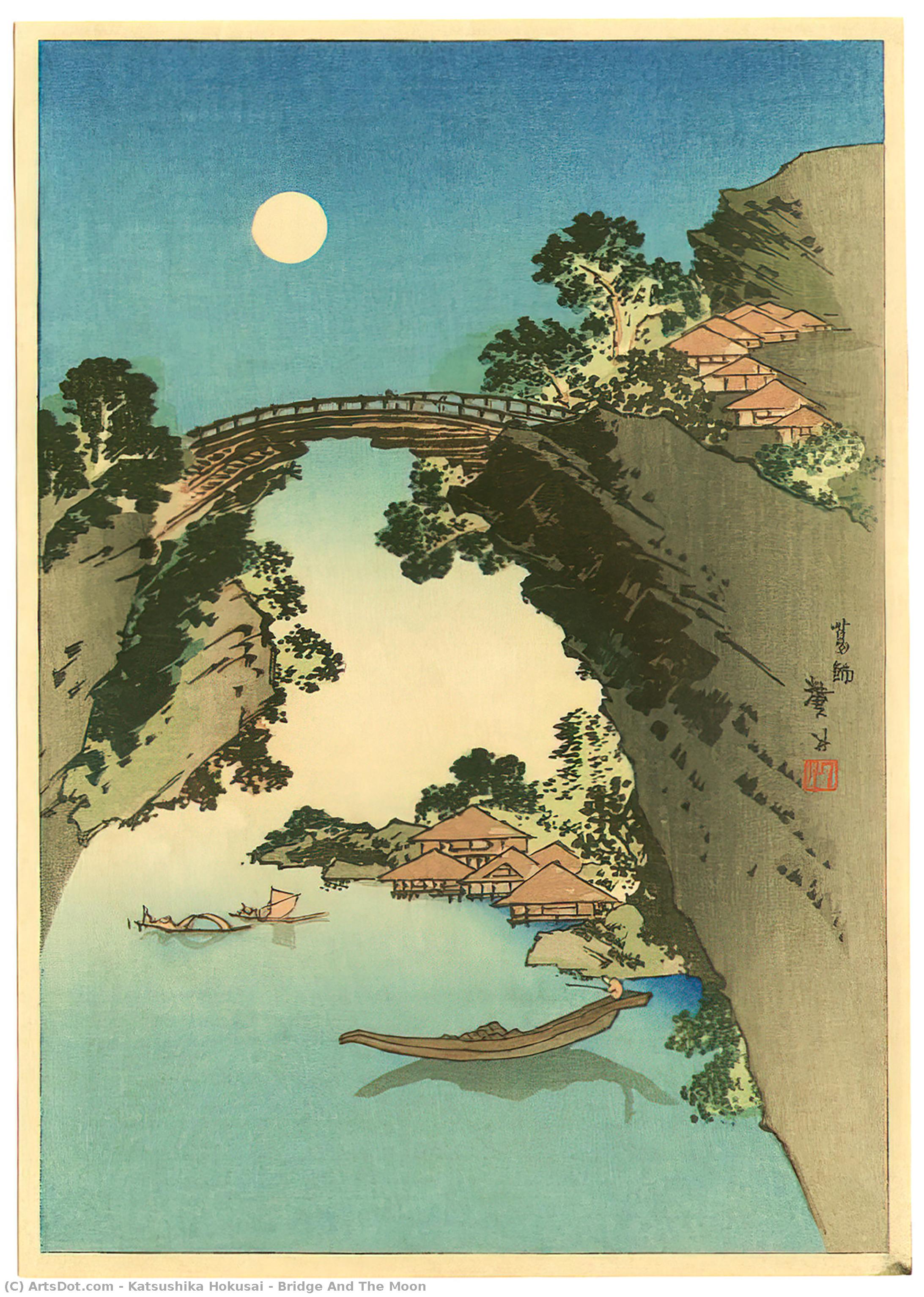Bridge And The Moon — Katsushika Hokusai