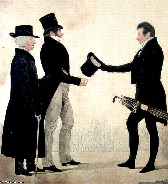 Three Gentlemen Greeting Each Other — Richard Dighton