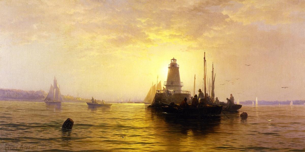 Sunset, New York Bay — Edward Moran