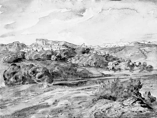 A Village In The Mountains Behind Nice — Paul Huet