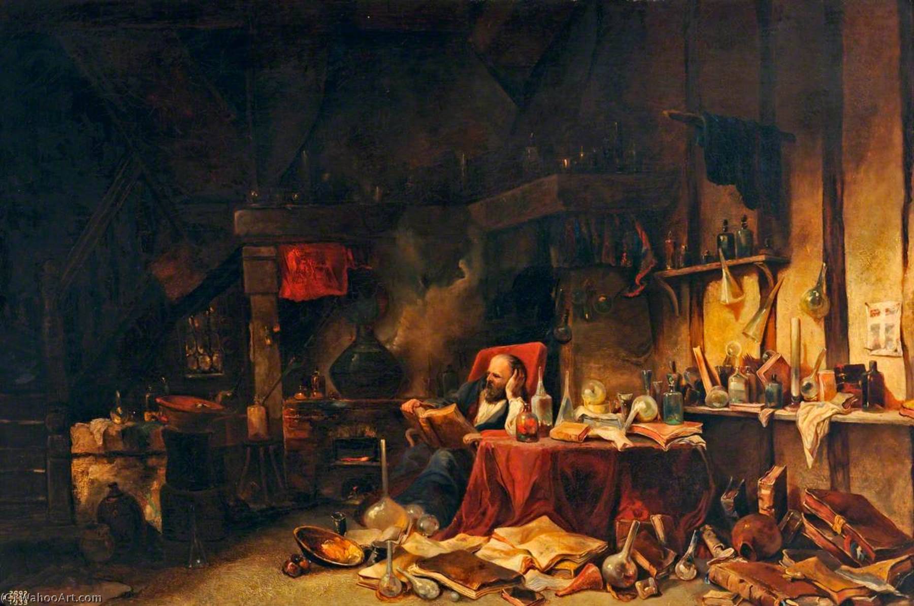 An Alchemist In His Laboratory — Eugène Louis Gabriel Isabey