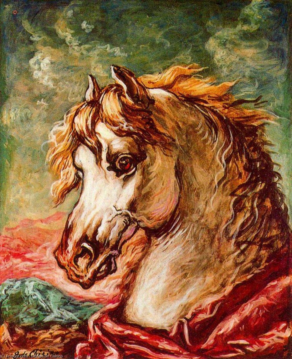 Cabeza De Caballo Blanco Con Crines Al Viento — Giorgio De Chirico