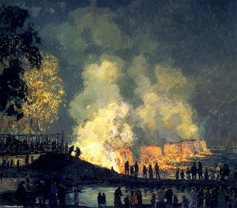 The Burning Of Center Bridge - — Edward Willis Redfield
