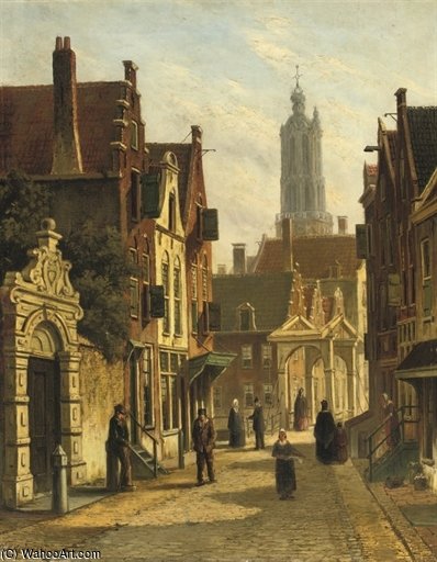 Figures In A Sunlit Street — Oene Romkes De Jongh