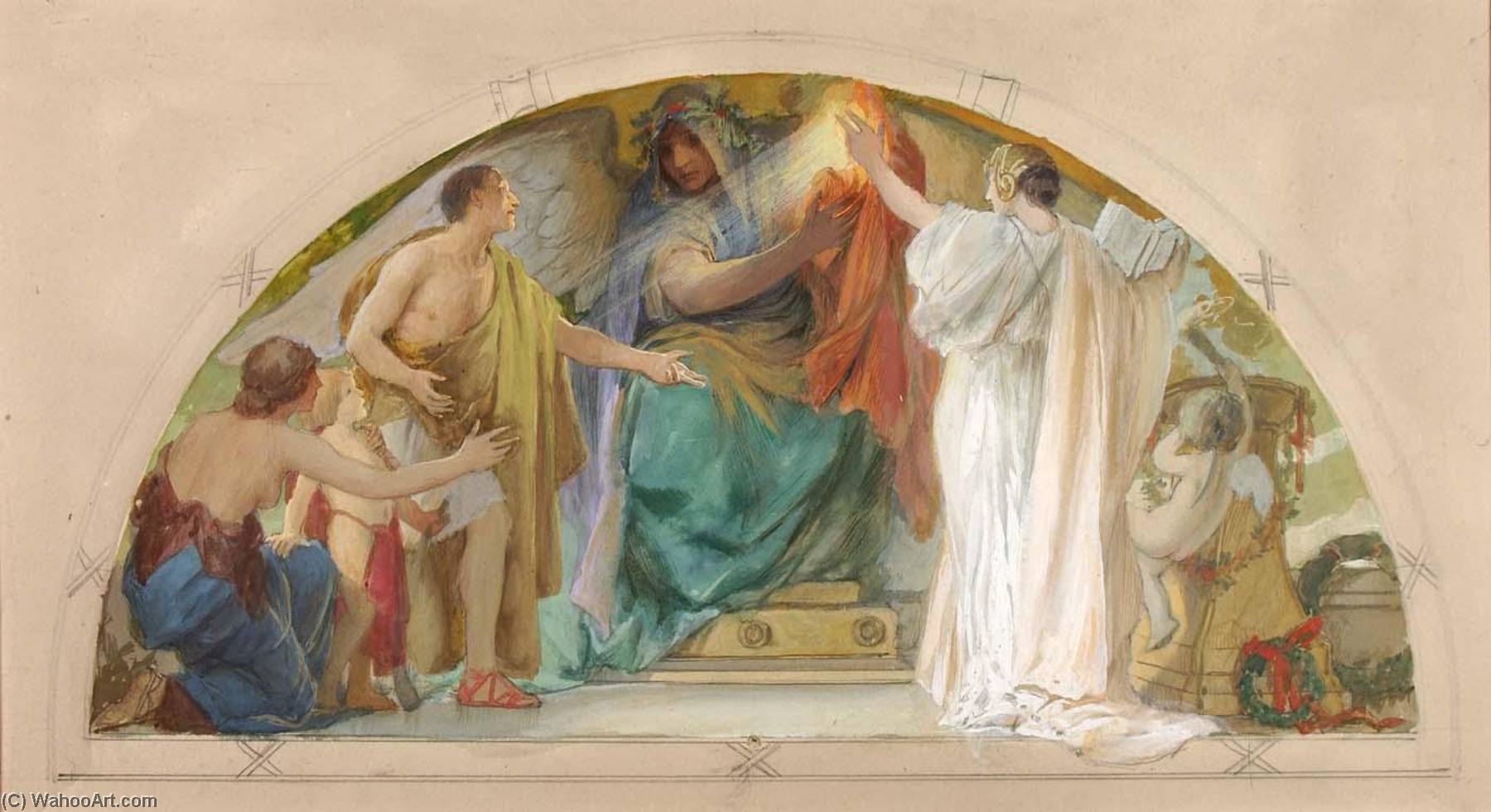 Firm Belief Truth, Boldness, Self Reliance (study For Over Door, Old Senate Office Building) — Louis Schaettle