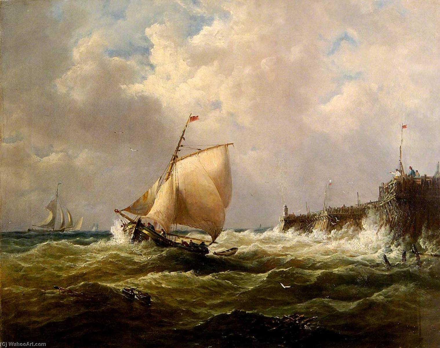 Shipping At Harbour Mouth — John Moore Of Ipswich
