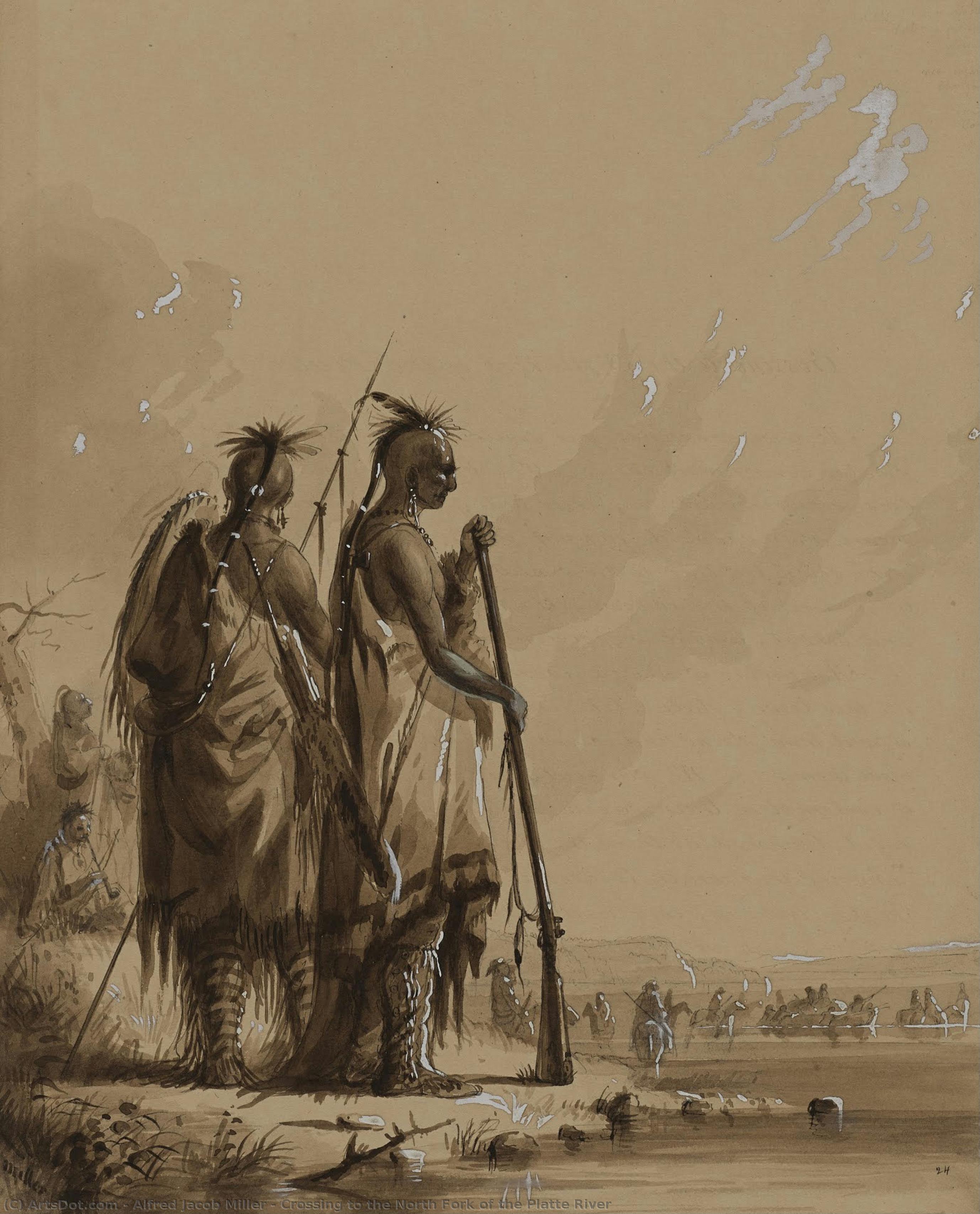 Crossing To The North Fork Of The Platte River — Alfred Jacob Miller