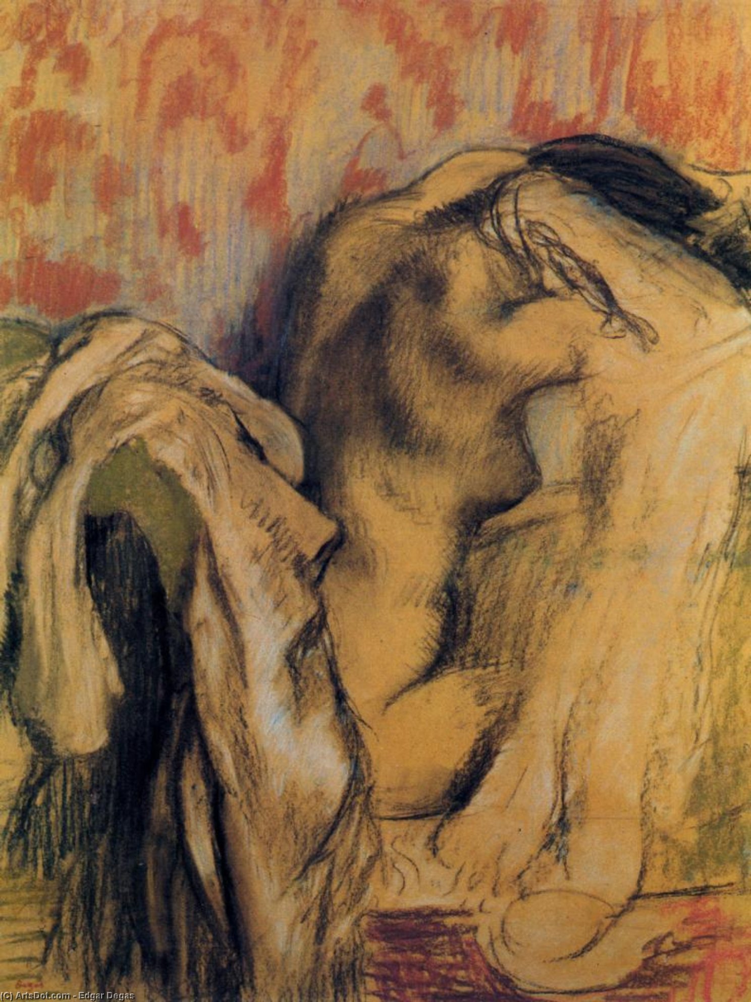 After Bathing, Woman Drying Herself — Edgar Degas