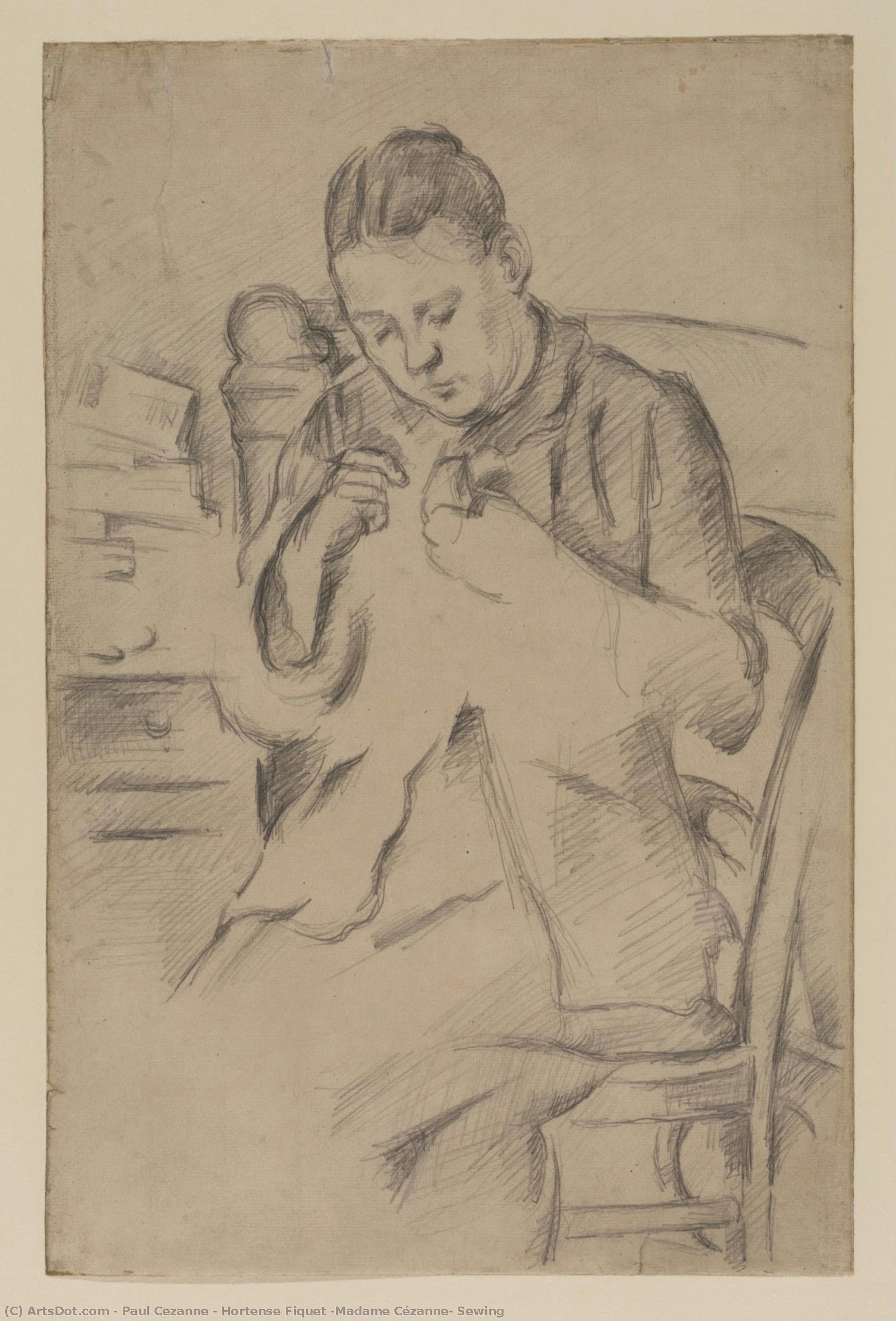 Hortense Fiquet (madame Cézanne) Sewing — Paul Cézanne