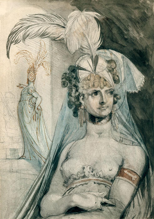 Courtesan With An Elaborate Headdress — Johann Heinrich Füssli