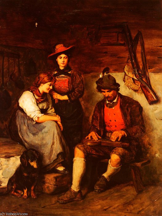 Der Zitherspieler Auf Der Alm — Franz Von Defregger