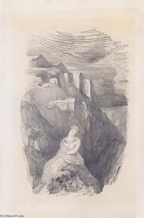 Woman And The Mountain Landscape — Odilon Redon