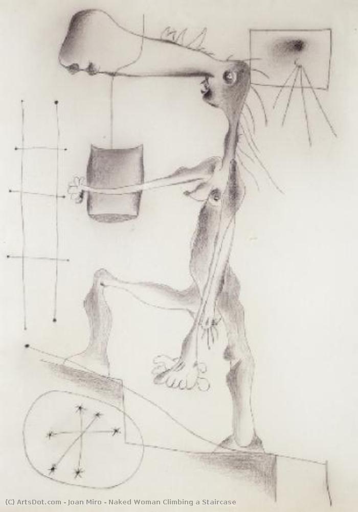 Naked Woman Climbing A Staircase — Joan Miró