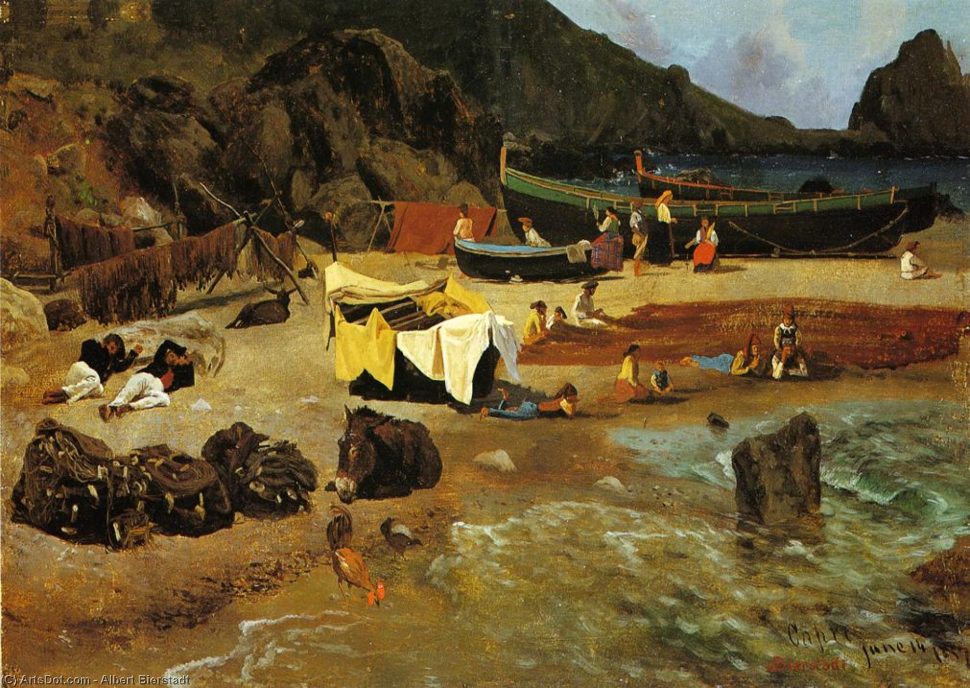 Fishing Boats At Capri — Albert Bierstadt