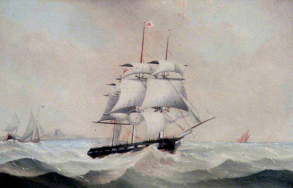 A Fully Rigged Ship In A Choppy Sea Off Hartlepool, Tees Valley — Ralph Marshall