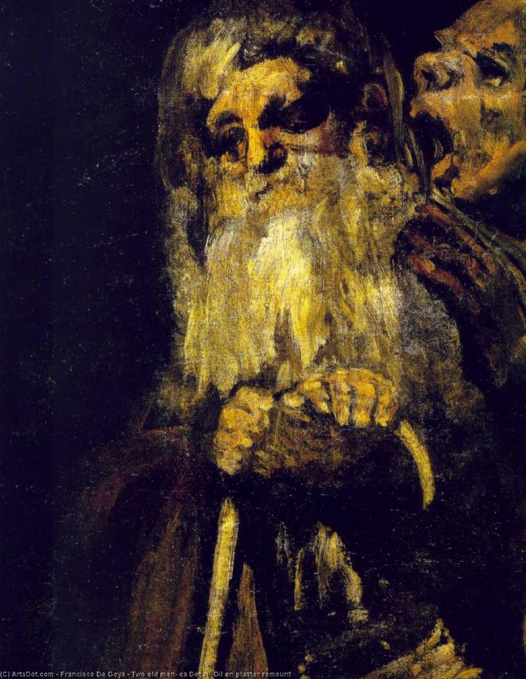 Two Old Men, Ca Detalj, Oil On Plaster Remount — Francisco José De Goya Y Lucientes