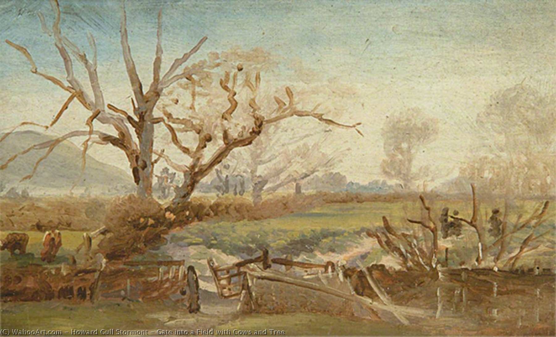 Gate Into A Field With Cows And Tree — Howard Gull Stormont