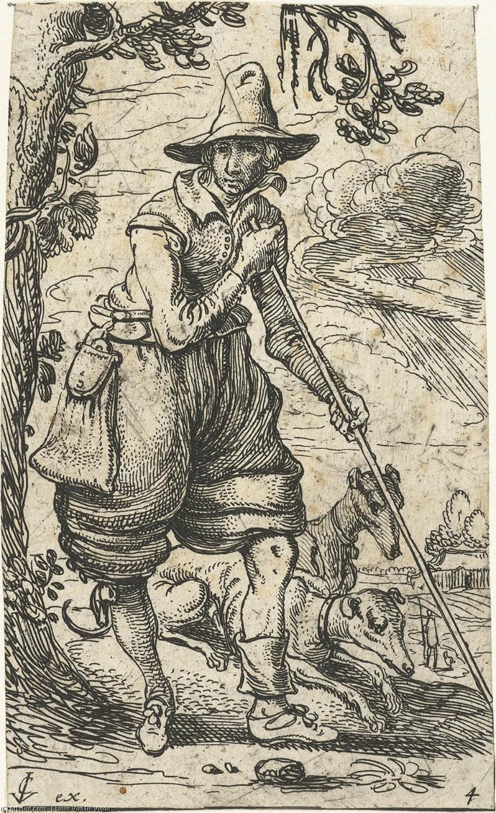 Hunter With Two Dogs — Esaias Van De Velde