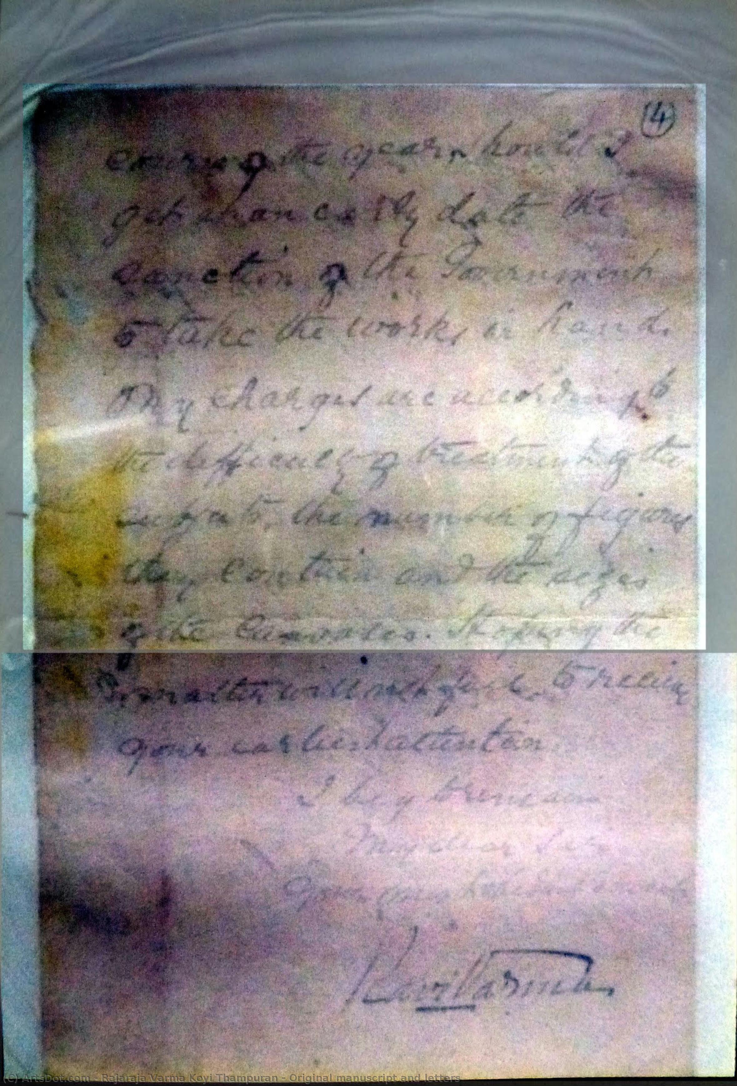 Original Manuscript And Letters — Rajaraja Varma Koyithampuran