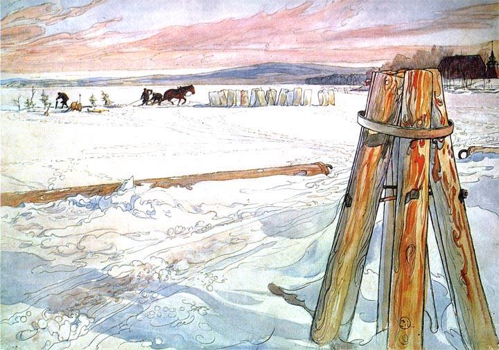 Harvesting Ice — Carl Larsson