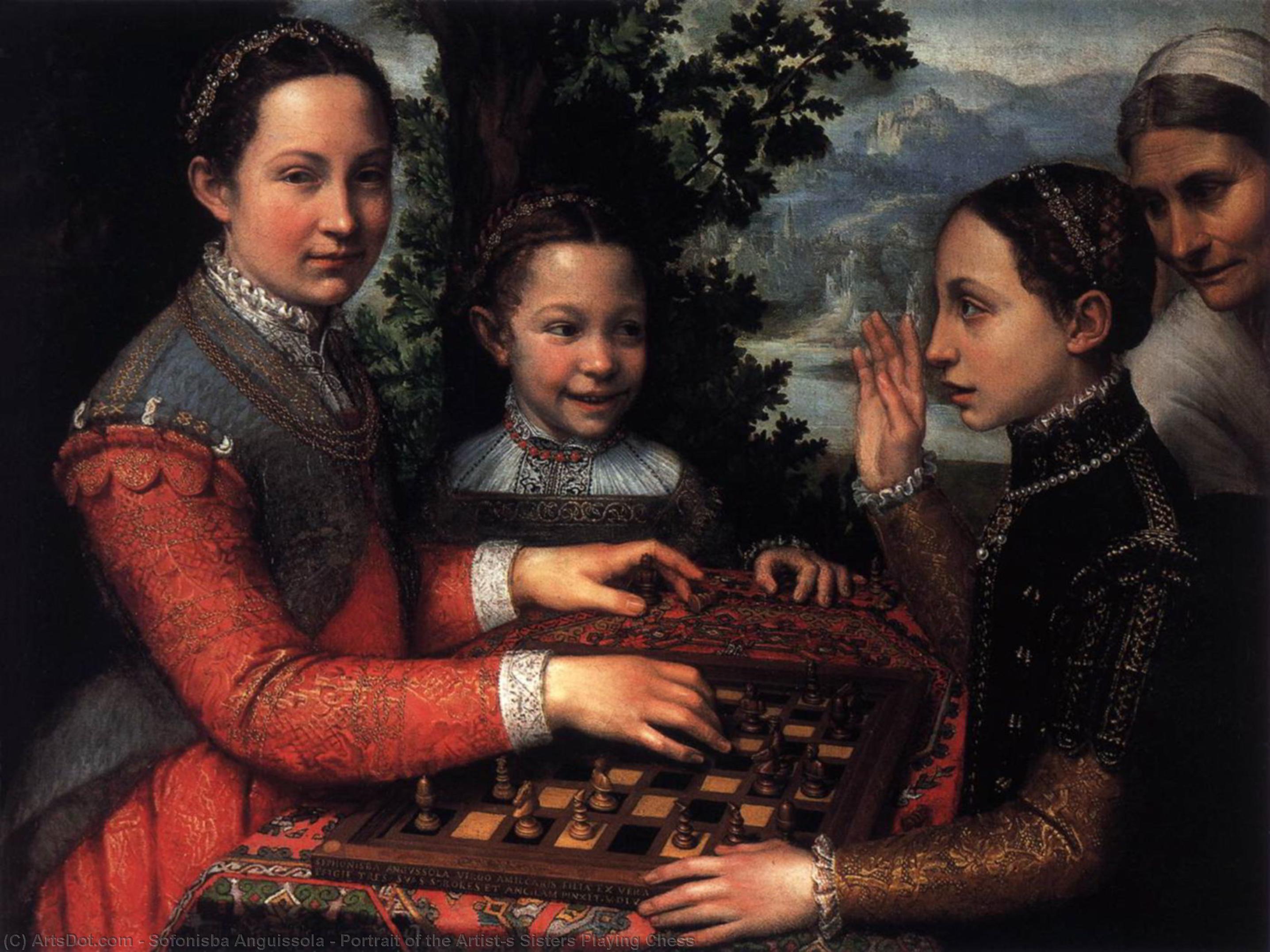 Portrait Of The Artist's Sisters Playing Chess — Sofonisba Anguissola