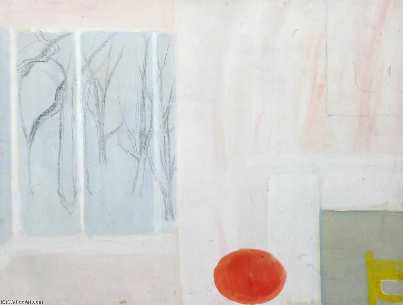Pink Interior, Trees Through Window — Sir William George Gillies