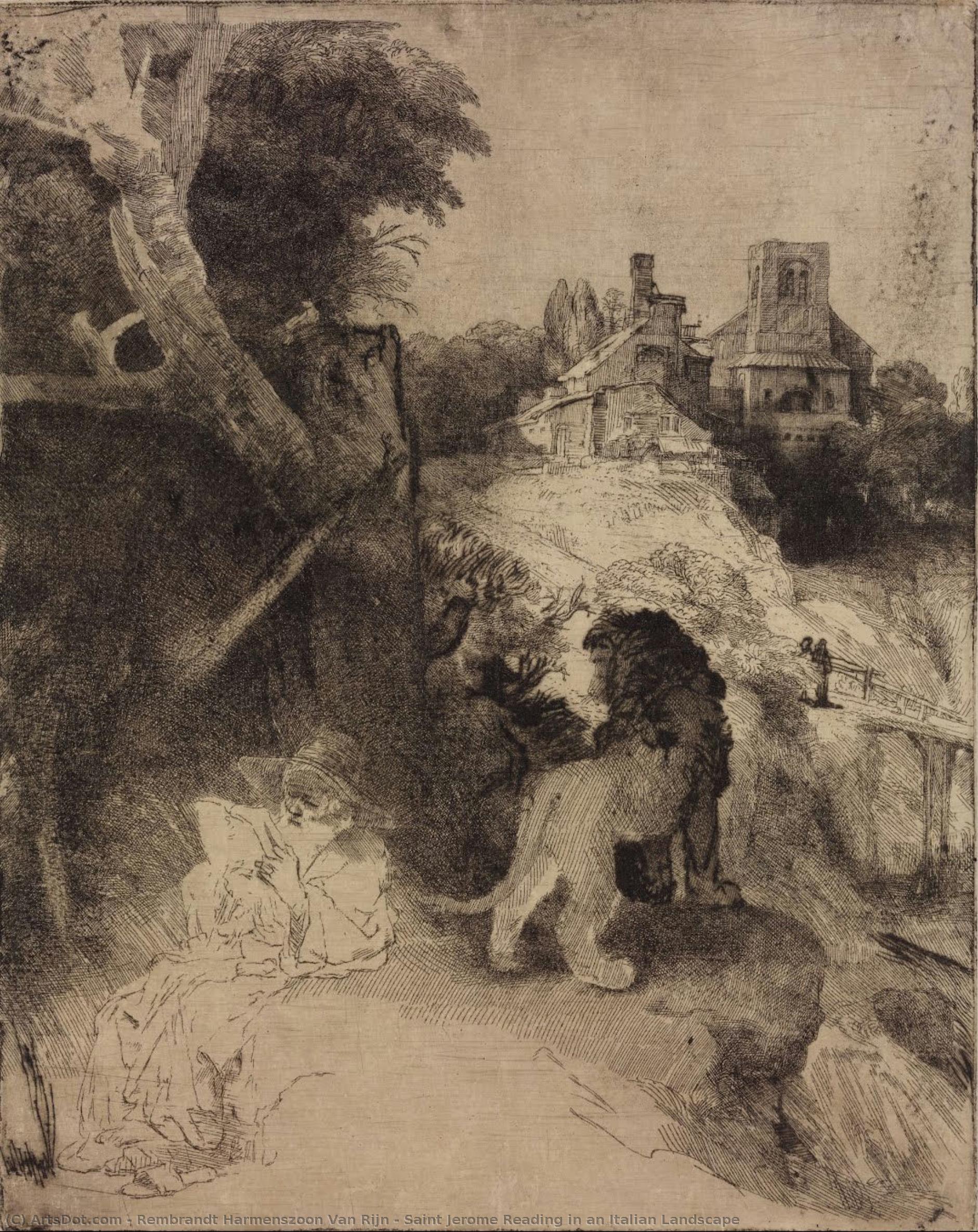 Saint Jerome Reading In An Italian Landscape — Rembrandt Van Rijn