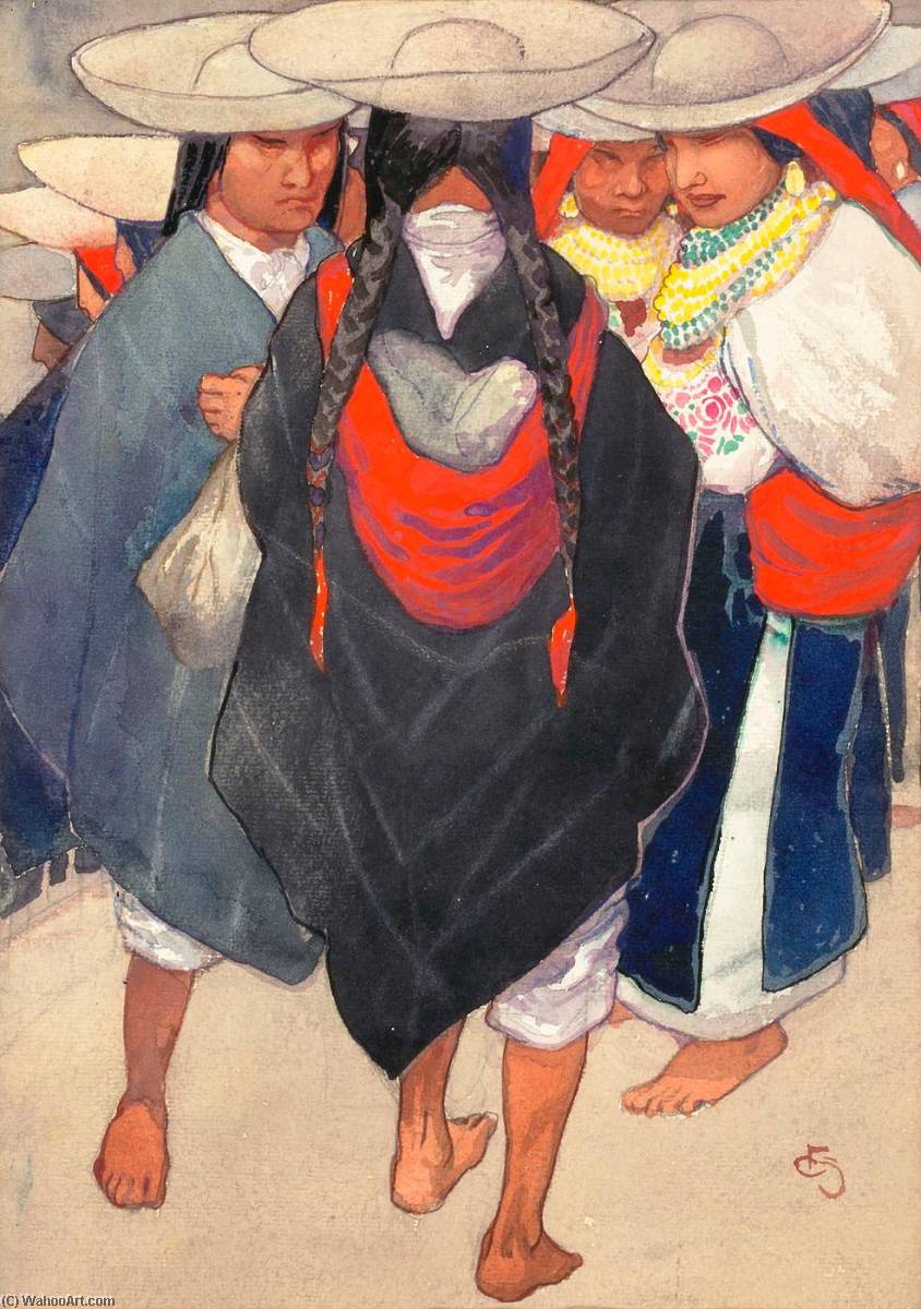 Group In Regional Costume, Indians, Otavalo, Ecuador — Carl Folke Sahlin