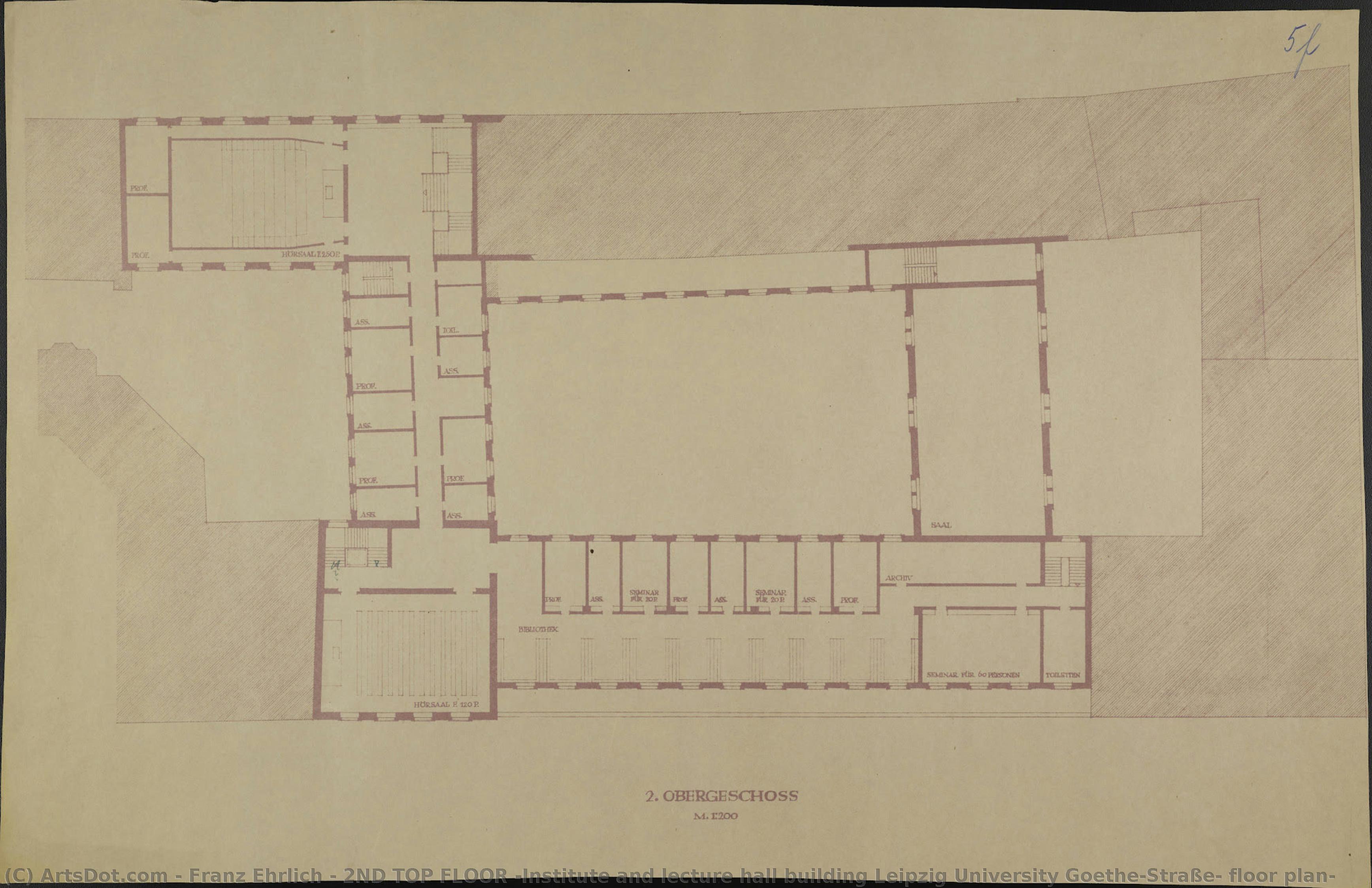 2nd Top Floor (institute And Lecture Hall Building Leipzig University Goethe-straße, Floor Plan) — Franz Ehrlich