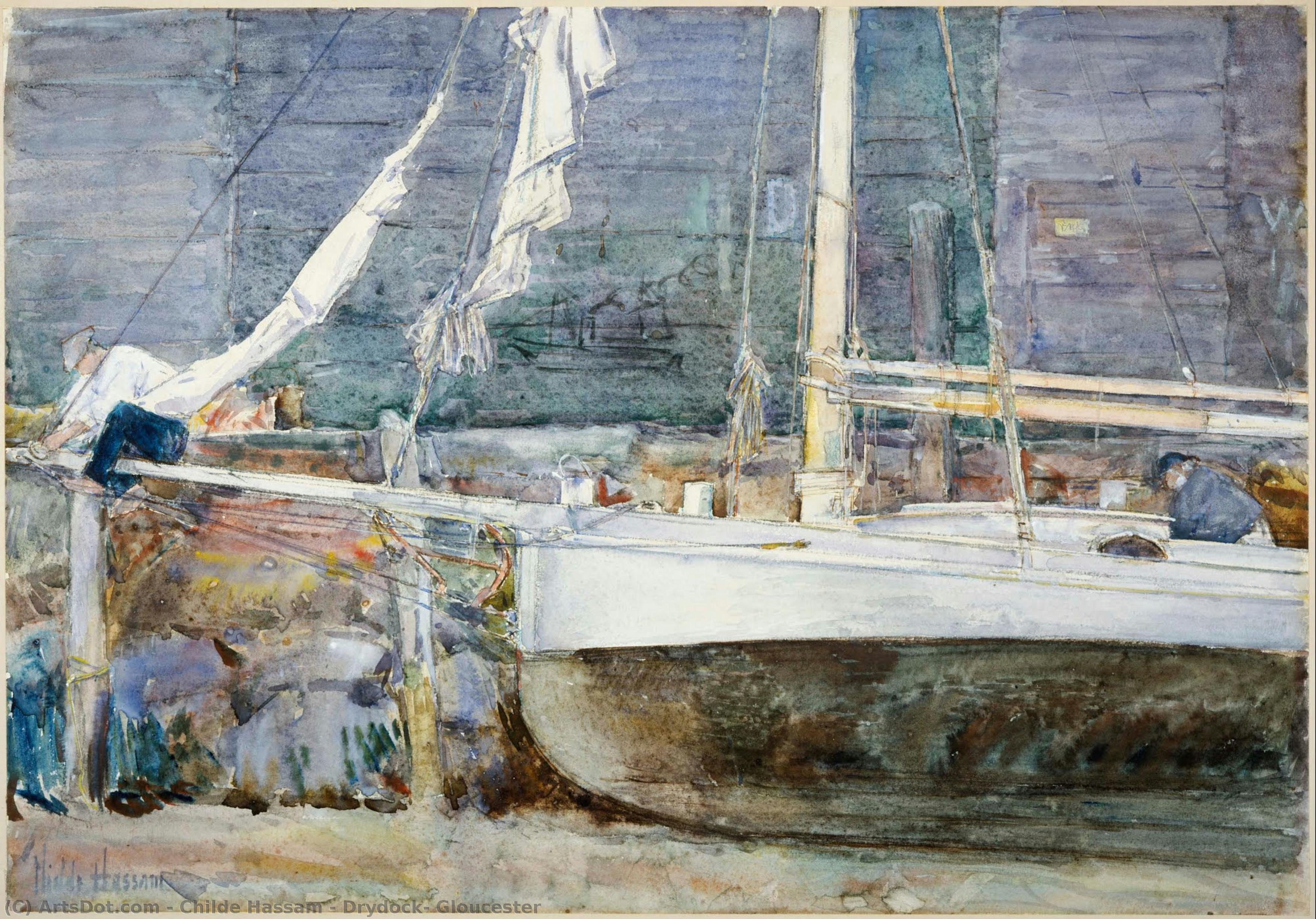 Drydock, Gloucester — Frederick Childe Hassam