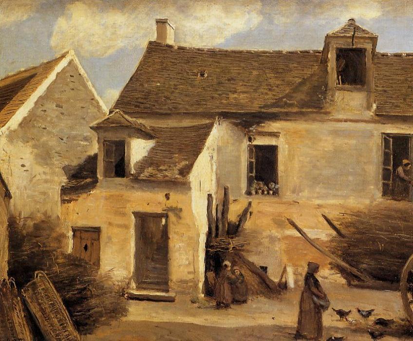 Courtyard Of A Bakery Near Paris — Jean-baptiste-camille Corot