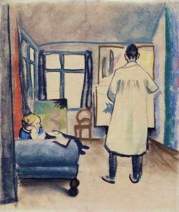 Franz Marc And Maria In The Studio, Pastel, Lenbachhaus, Munich — August Macke