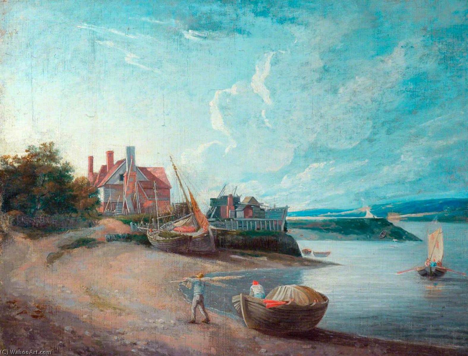 River Scene With Boats — Sir Augustus Wall Callcott