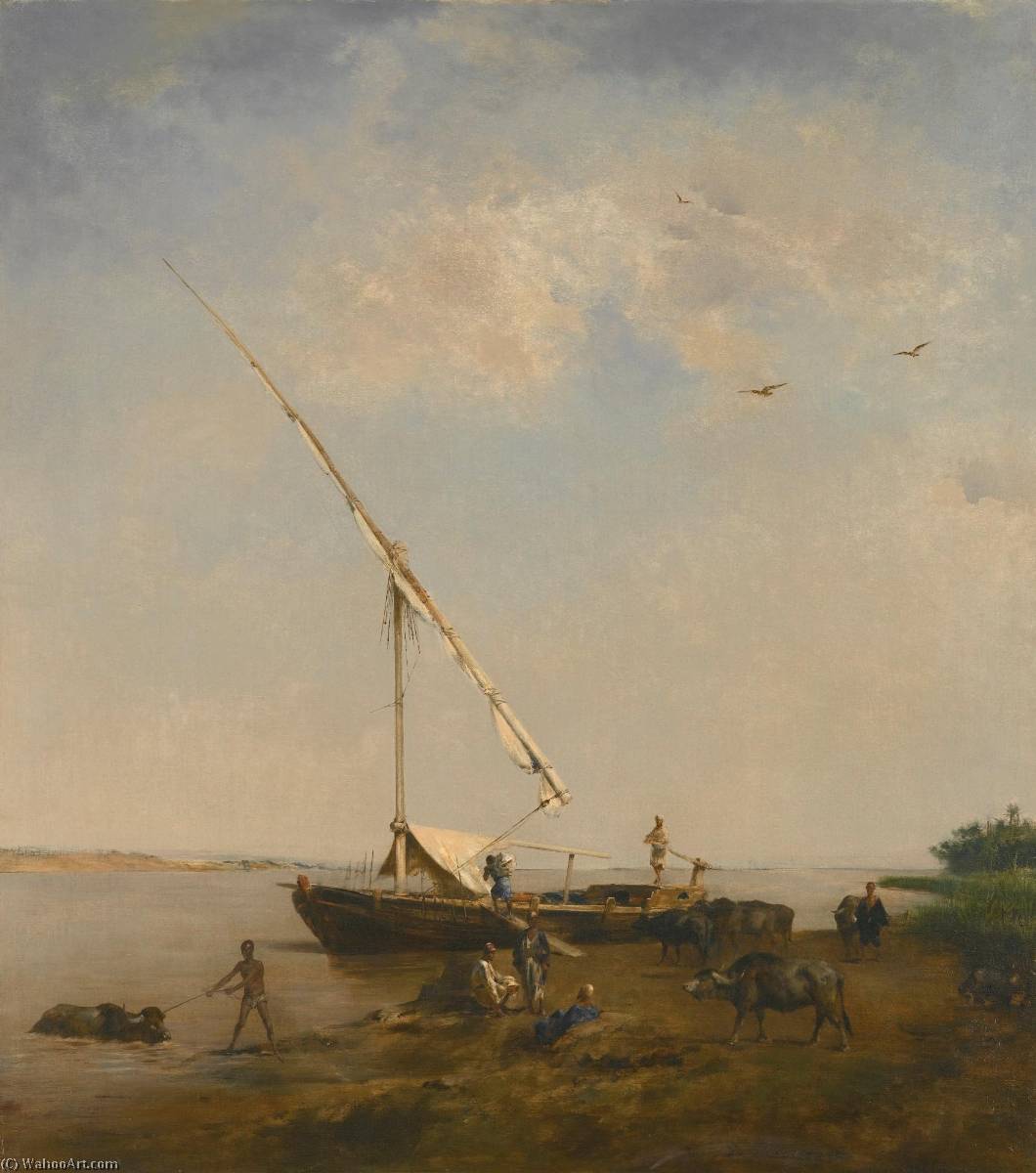 Felucca Au Bord Du Nil — Eugène Samuel Auguste Fromentin