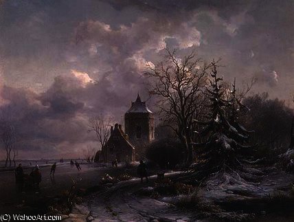Winter Scene, 19th Century — Andreas Schelfhout