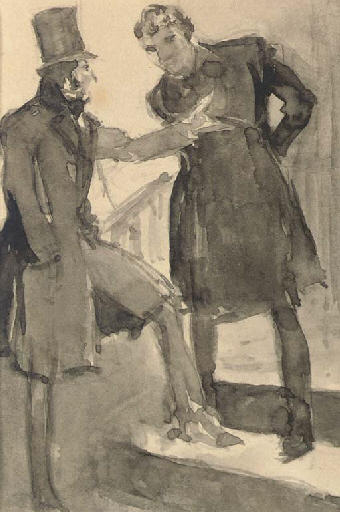 Two Men Conversing From The Mystery Of Edwin Drood, Chapter 9 — Everett Shinn