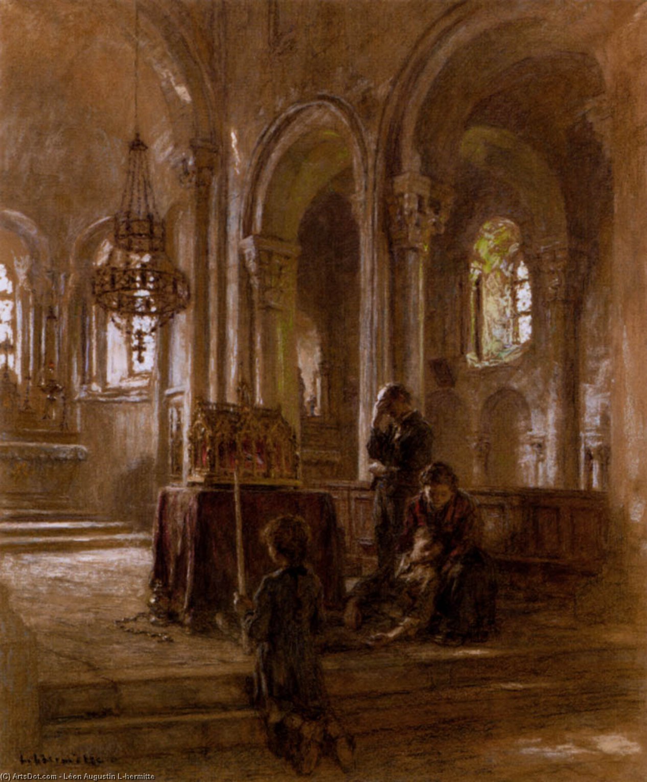 Pelerinage Pour L'enfant Malade. Eglise De Plein-pied, Bourges — Léon Augustin L'hermitte
