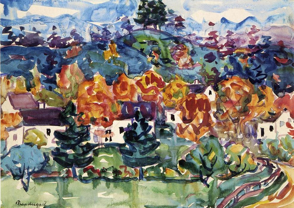 Hillside Village — Maurice Brazil Prendergast
